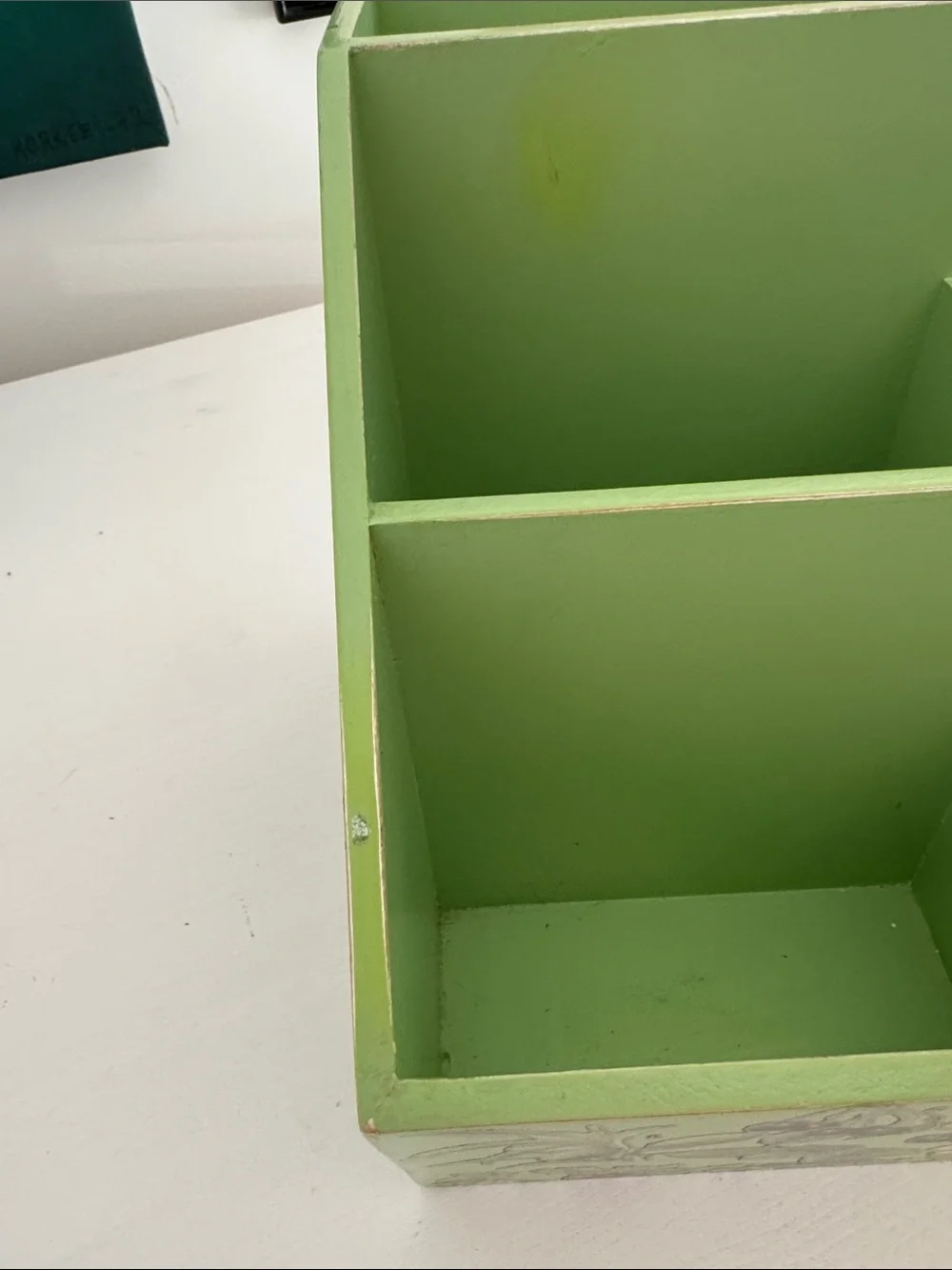 Green Decorative Desktop Organizer - Fruit Pattern Vintage Inspired Pop of Color